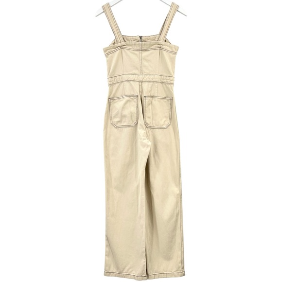 Reformation Ren Twill Jumpsuit - Cream White Denim Wide Leg Jumpsuit sz 2 - Picture 3 of 9
